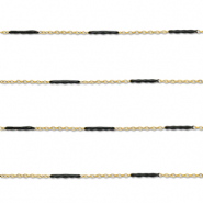 Stainless Steel - Rostfrei Stahl Schmuckzubeh&ouml;r Gliederkette L&auml;nglich Gold-black