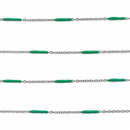 Stainless Steel - Rostfrei Stahl Schmuckzubeh&ouml;r Gliederkette L&auml;nglich Silver-green