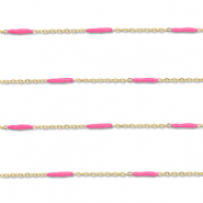 Stainless Steel - Rostfrei Stahl Schmuckzubeh&ouml;r Gliederkette L&auml;nglich Gold-pink