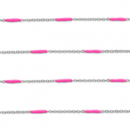 Stainless Steel - Rostfrei Stahl Schmuckzubeh&ouml;r Gliederkette L&auml;nglich Silver-pink