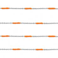 Stainless Steel - Rostfrei Stahl Schmuckzubeh&ouml;r Gliederkette L&auml;nglich Silver-orange