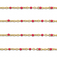 Stainless Steel - Rostfrei Stahl Schmuckzubeh&ouml;r Gliederkette 1mm Gold-cherry red