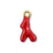 Stainless Steel - Rostfrei Stahl Anhänger Koralle Gold-red