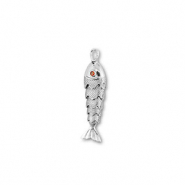Brass TQ Metall Anh&auml;nger Fisch Silver-orange