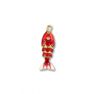 Eco-brass&reg; (nachaltiges Messing) Anh&auml;nger Fisch Gold-red-white