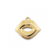 Stainless Steel - Rostfrei Stahl Anh&auml;nger Kiss Gold