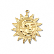 Stainless Steel - Rostfrei Stahl Anhänger Mond & Sonne Gold