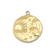 Stainless Steel - Rostfrei Stahl Anhänger Sonne & Mond Gold