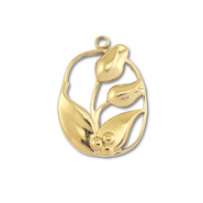 Stainless Steel - Rostfrei Stahl Anh&auml;nger Tulpen Gold