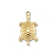 Stainless Steel - Rostfrei Stahl Anh&auml;nger Schildkr&ouml;te Gold