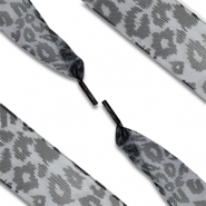 Trendy Schn&uuml;rsenkel Organza Leopard Grey-black