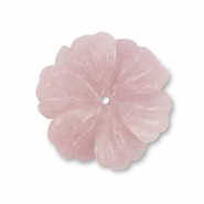 Naturstein Perlen Rosenquarz Blume Light pink