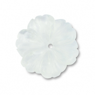 Naturstein Perlen Blume Transparent white