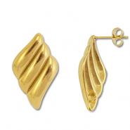 Stainless Steel - Rostfrei Stahl Schmuckzubeh&ouml;r Ohrringe / Ohrstecker Fl&uuml;gel mit &Ouml;se Gold