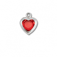 Stainless Steel - Rostfrei Stahl Anhänger Herz Silver-red