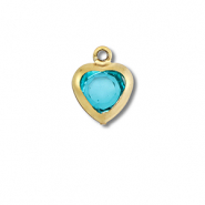 Stainless Steel - Rostfrei Stahl Anhänger Herz Gold-aquamarine blue
