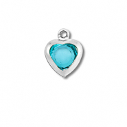 Stainless Steel - Rostfrei Stahl Anhänger Herz Silver-aquamarine blue