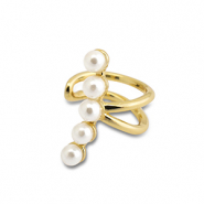 Ohrringe aus Stainless Steel - Rostfreiem Stahl Ear Cuff mit Imitation Perlen Gold-white