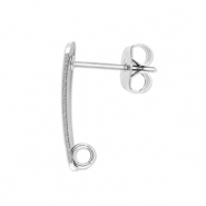 Stainless Steel - Rostfrei Stahl Schmuckzubeh&ouml;r Ohrringe / Ohrstecker Lang mit &Ouml;se Silver