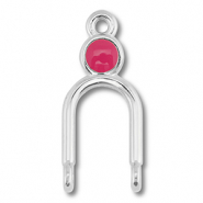 Metall Anh&auml;nger DQ Zwischenst&uuml;ck Antik silber (Nickelfrei)-magenta