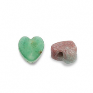 Naturstein Perlen Quarz Herz Dark green