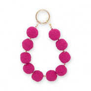 Schlüsselanhänger Pompom Magenta pink-gold
