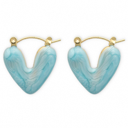Ohrringe aus Stainless Steel - Rostfreiem Stahl Creolen Herz Gold-light blue