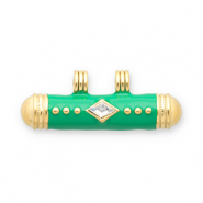 Stainless Steel - Rostfrei Stahl Message Bead Anh&auml;nger Gold-green-transparent