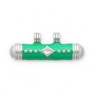 Stainless Steel - Rostfrei Stahl Message Bead Anh&auml;nger Silver-green-transparent