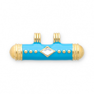 Stainless Steel - Rostfrei Stahl Message Bead Anh&auml;nger Gold-blue-transparent