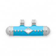 Stainless Steel - Rostfrei Stahl Message Bead Anh&auml;nger Silver-blue-transparent