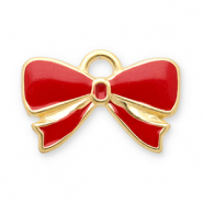 Stainless Steel - Rostfrei Stahl Anh&auml;nger Schleife Gold-red