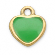 Stainless Steel - Rostfrei Stahl Anh&auml;nger Herz Gold-light green
