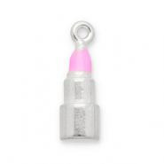 Stainless Steel - Rostfrei Stahl Anh&auml;nger Lippenstift Silver-pink