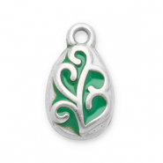 Stainless Steel - Rostfrei Stahl Anh&auml;nger Blatt Silver-green