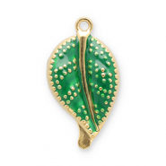 Stainless Steel - Rostfrei Stahl Anh&auml;nger Blatt Gold-green