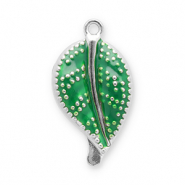 Stainless Steel - Rostfrei Stahl Anh&auml;nger Blatt Silver-green