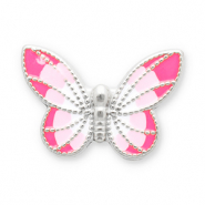 Stainless Steel - Rostfrei Stahl Perlen Schmetterling Silver-pink-white