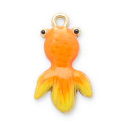 Stainless Steel - Rostfrei Stahl Anh&auml;nger Fisch Gold-orange-yellow