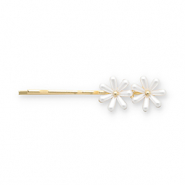 Haarschmuck Haarklammer G&auml;nsebl&uuml;mchen Gold-white