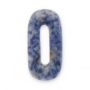 Naturstein Anh&auml;nger Sodalith und Mikrokline Oval Blue-white