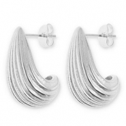 Ohrringe aus Stainless Steel - Rostfreiem Stahl Ohrstecker Tropfenform Silver