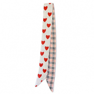Bandana Schal mit Herz/Rhombus Patrone Peach pink-red-white