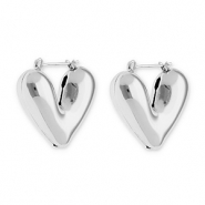 Ohrringe aus Stainless Steel - Rostfreiem Stahl Creolen Herz Silver