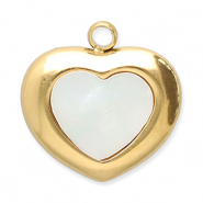 Stainless Steel - Rostfrei Stahl Anh&auml;nger Muschel Herz Gold-white