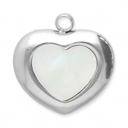Stainless Steel - Rostfrei Stahl Anh&auml;nger Muschel Herz Silver-white
