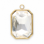 Stainless Steel - Rostfrei Stahl Anh&auml;nger Facet Rechteck Gold-crystal