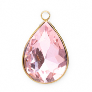 Stainless Steel - Rostfrei Stahl Anh&auml;nger Facet Tropfenform Gold-pink