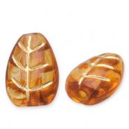 Acrylperlen Blatt Cognac brown-gold