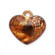 Acryl Anhänger Herz Cognac brown-gold